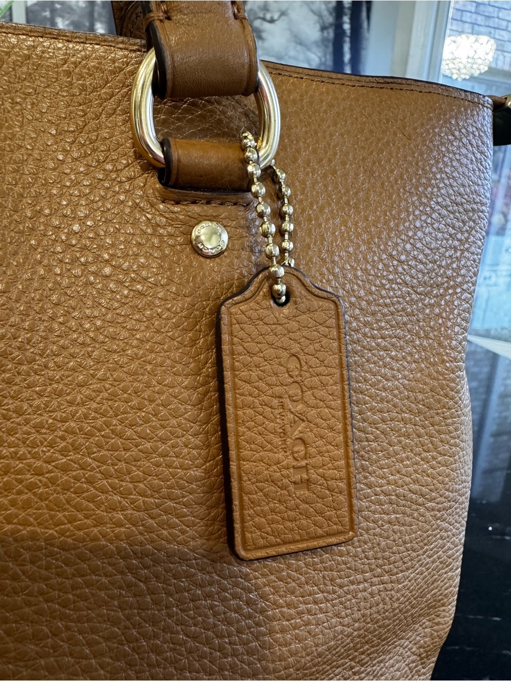 🤎Coach Pebbled Leather Zip Top Tote (Style F48637) in Saddle/Cognac. - Picture 3 of 16